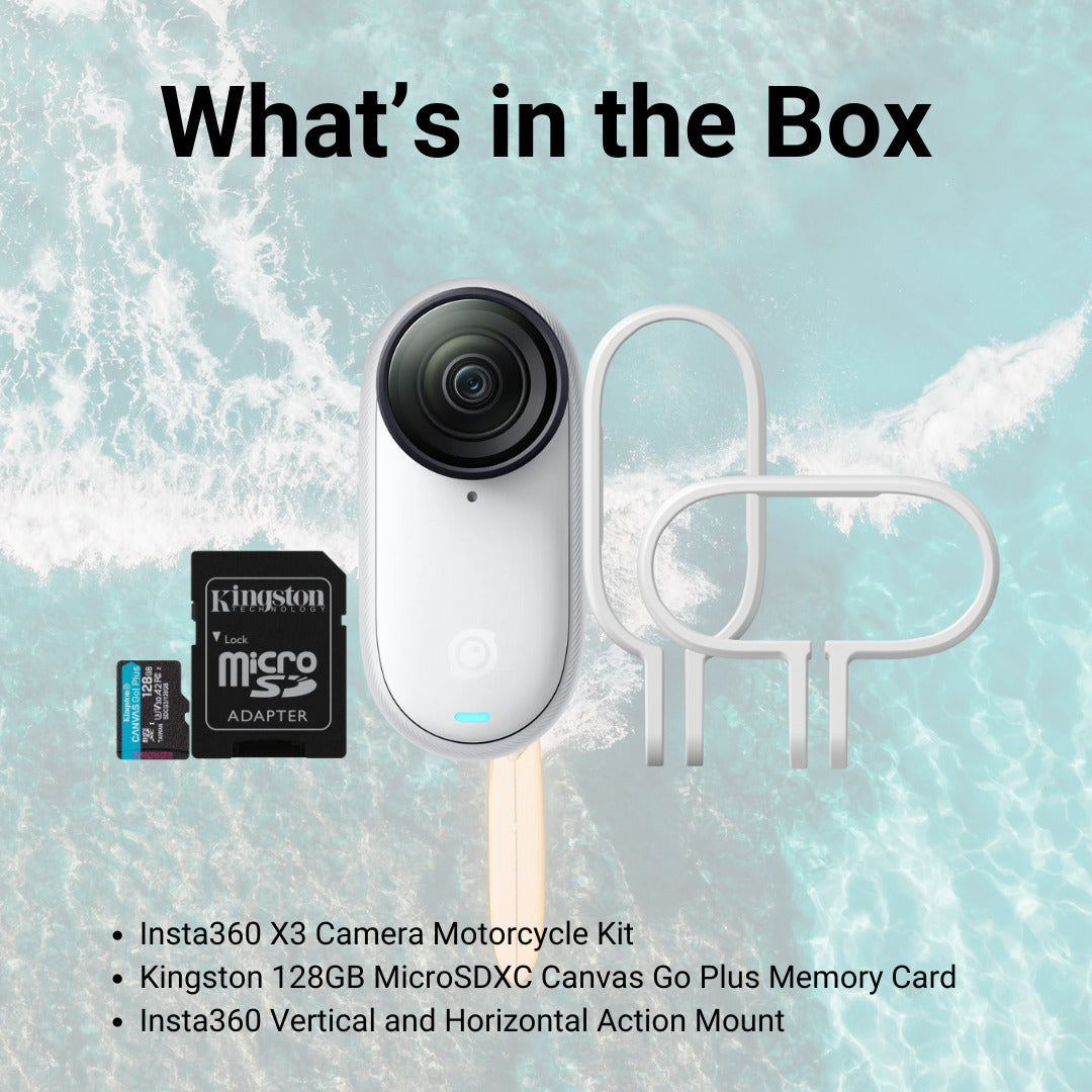 Insta360 GO 3S Action Camera (64GB, Arctic White) with 128GB MicroSD Card and Action Mount Bundle