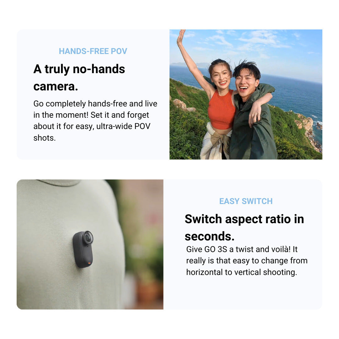 Insta360 GO 3S Action Camera (64GB, Arctic White) with 128GB MicroSD Card and Action Mount Bundle