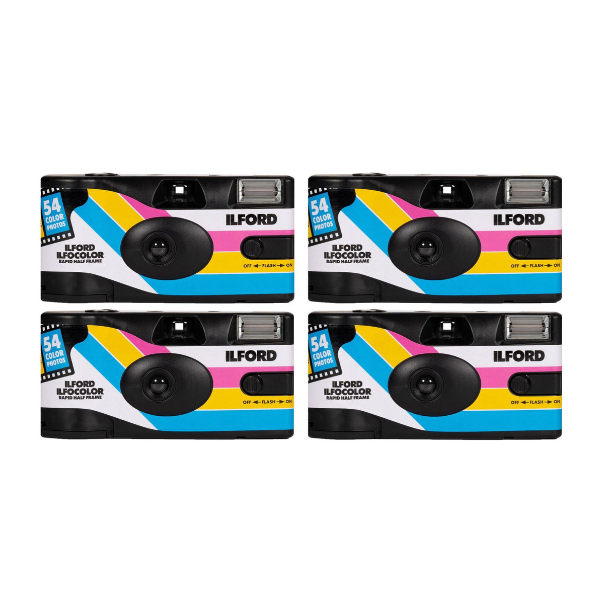 Ilford Ilfocolor Rapid Half Frame Single-Use Camera with 31mm Lens (Black, 4-Pack) Bundle
