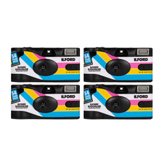 Ilford Ilfocolor Rapid Half Frame Single-Use Camera with 31mm Lens (Black, 4-Pack) Bundle