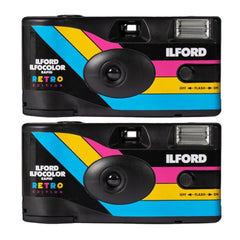 Ilford Ilfocolor Rapid Retro Single Use Camera with 31mm Optical Lens (Black, 2-Pack) Bundle