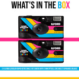 Ilford Ilfocolor Rapid Retro Single Use Camera with 31mm Optical Lens (Black, 2-Pack) Bundle