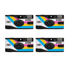 Ilford Ilfocolor Rapid Retro Single Use Camera with 31mm Optical Lens (White, 4-Pack) Bundle