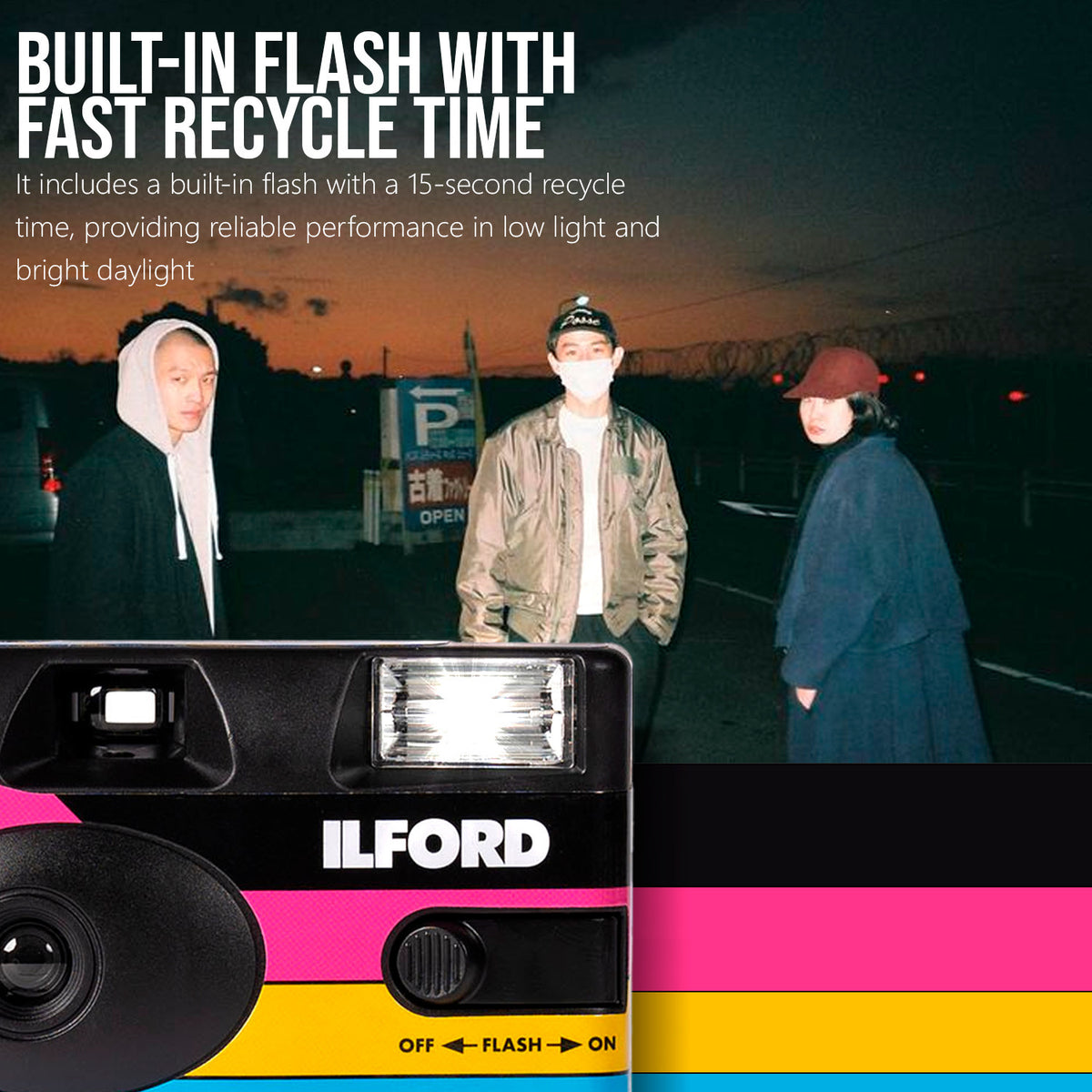 Ilford Ilfocolor Rapid Retro Single Use Camera with 31mm Optical Lens (Black, 4-Pack) Bundle
