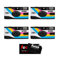 Ilford Ilfocolor Rapid Retro Single Use Camera with 31mm Optical Lens (White, 4-Pack) Bundle