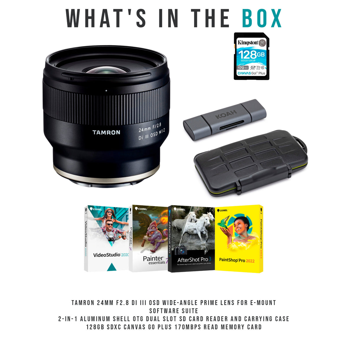 Tamron 24mm F2.8 Di III OSD Wide-Angle Prime Lens for Sony E-Mount with Software Suite Bundle