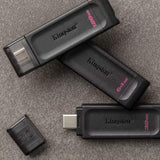 Kingston DataTraveler 70 USB 3.2 Flash Drive with Lightweight Design (64GB, Black, 10-Pack) Bundle