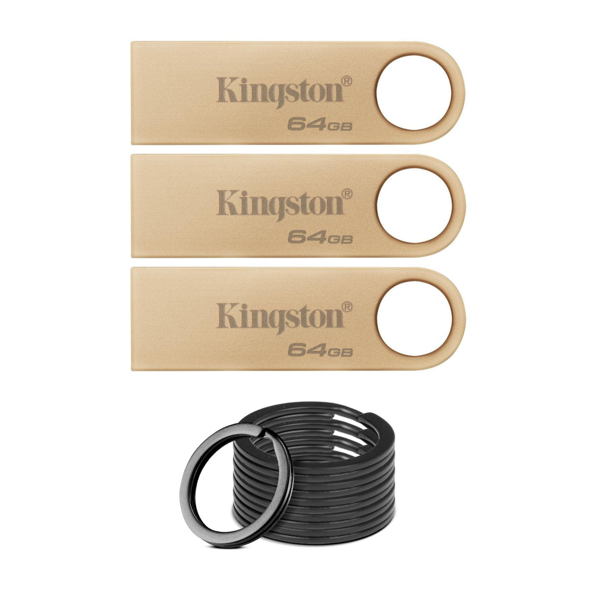 Kingston DataTraveler SE9 G3 USB 3.2 Flash Drive with 220MBPS Read Speed (64GB, 3-Pack) Bundle