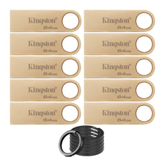 Kingston DataTraveler SE9 G3 USB 3.2 220MBPS Read Speed Flash Drive (10-Pack) and Keyring Set Bundle