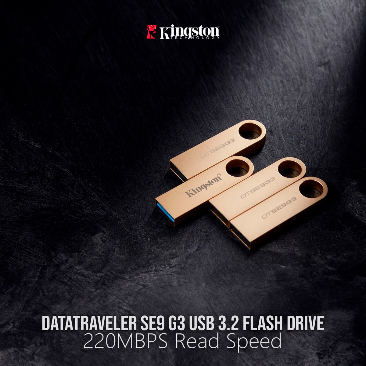 Kingston DataTraveler SE9 G3 USB 3.2 220MBPS Read Speed Flash Drive (10-Pack) and Keyring Set Bundle