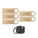 Kingston DataTraveler SE9 G3 USB 3.2 220MBPS Read Speed Flash Drive (5-Pack) and Keyring Set Bundle