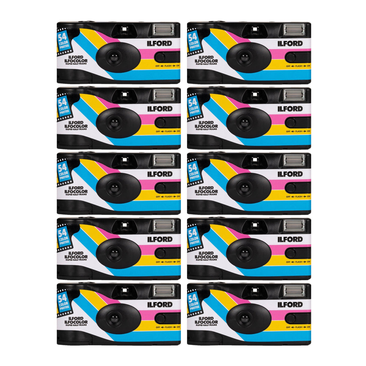 Ilford Ilfocolor Rapid Half Frame Single-Use Camera with 31mm Lens (Black, 10-Pack) Bundle