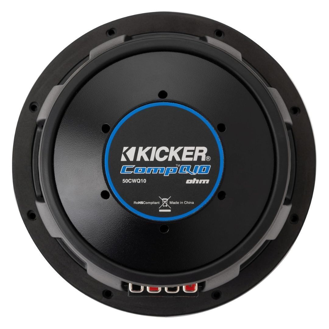 Kicker CompQ 10-Inch Subwoofer with DVC 2-Ohm, Forced-Air Cooling, and Increased Power Handling