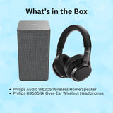 Philips Audio W6205 Wireless Home Speaker with Philips H9505BK Over-Ear Wireless Headphones Bundle