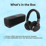 Philips S7807 Wireless Bluetooth Speaker with Philips H9505BK Over-Ear Wireless Headphones Bundle