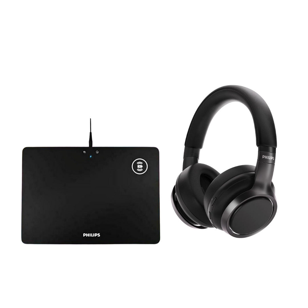 Philips H9505BK Over-Ear Wireless Headphones with Gaming Mouse Pad Bundle