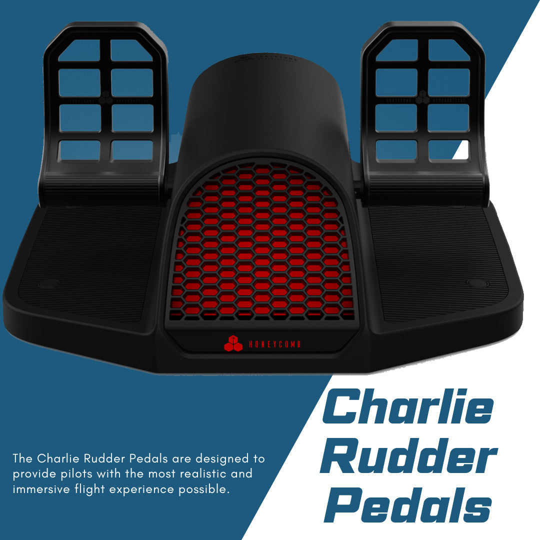 Honeycomb Aeronautical Charlie Rudder Pedals with Adjustable Tension Knob and Aluminum Body Bundle