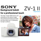Sony ZV-1 II Vlog Camera for Content Creators and Vloggers (White) with 64GB SDXC Memory Card Bundle