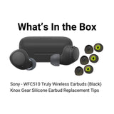 Sony WF-C510 Truly Wireless Earbuds (Black) with Silicone Earbud Replacement Tips (Black) Bundle
