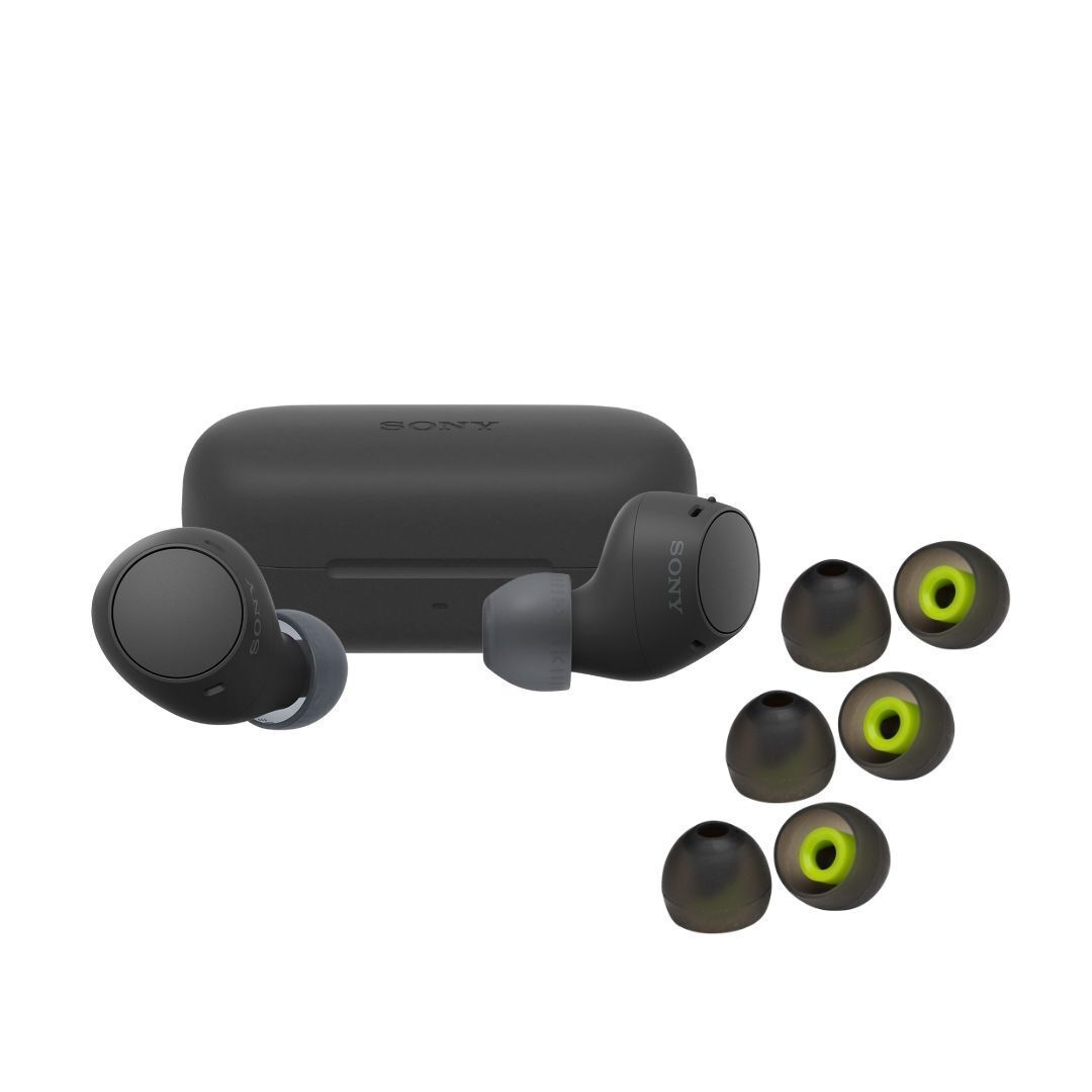 Sony WF-C510 Truly Wireless Earbuds (Black) with Silicone Earbud Replacement Tips (Black) Bundle
