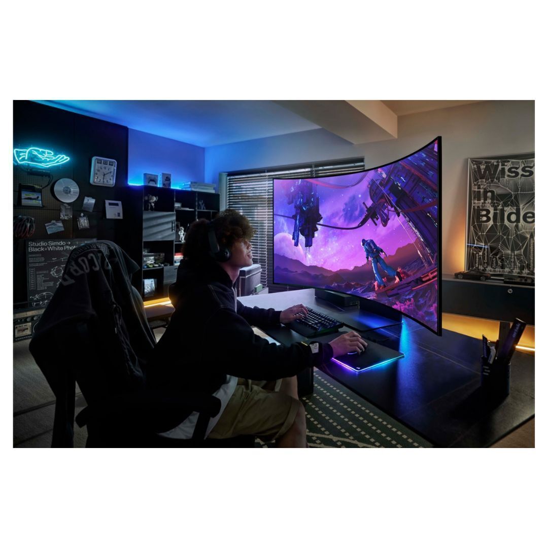 Samsung Odyssey Ark 2nd Generation UHD 165Hz Quantum Mini-LED Curved 55-Inch Gaming Monitor (Black)