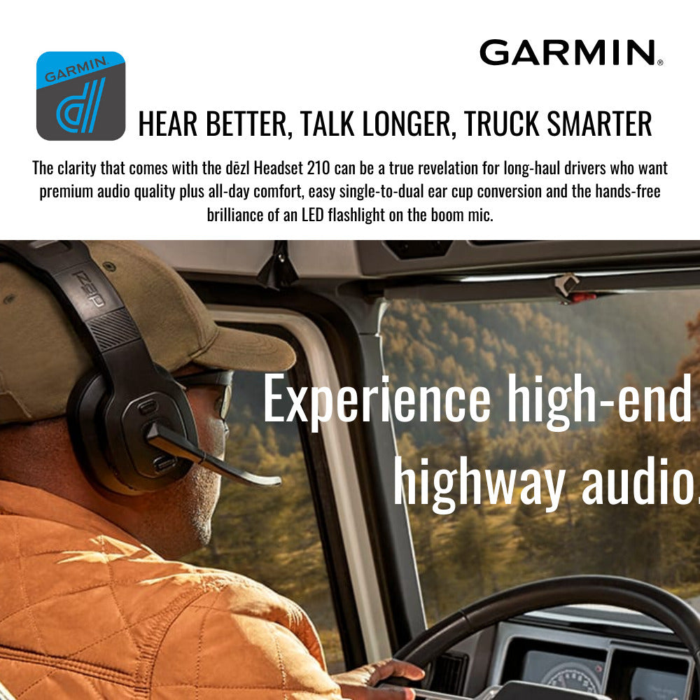 Garmin dezl Ergonomic Headset 210 for Truckers with LED Flashlight (Black, 2-In-1 Edition) Bundle