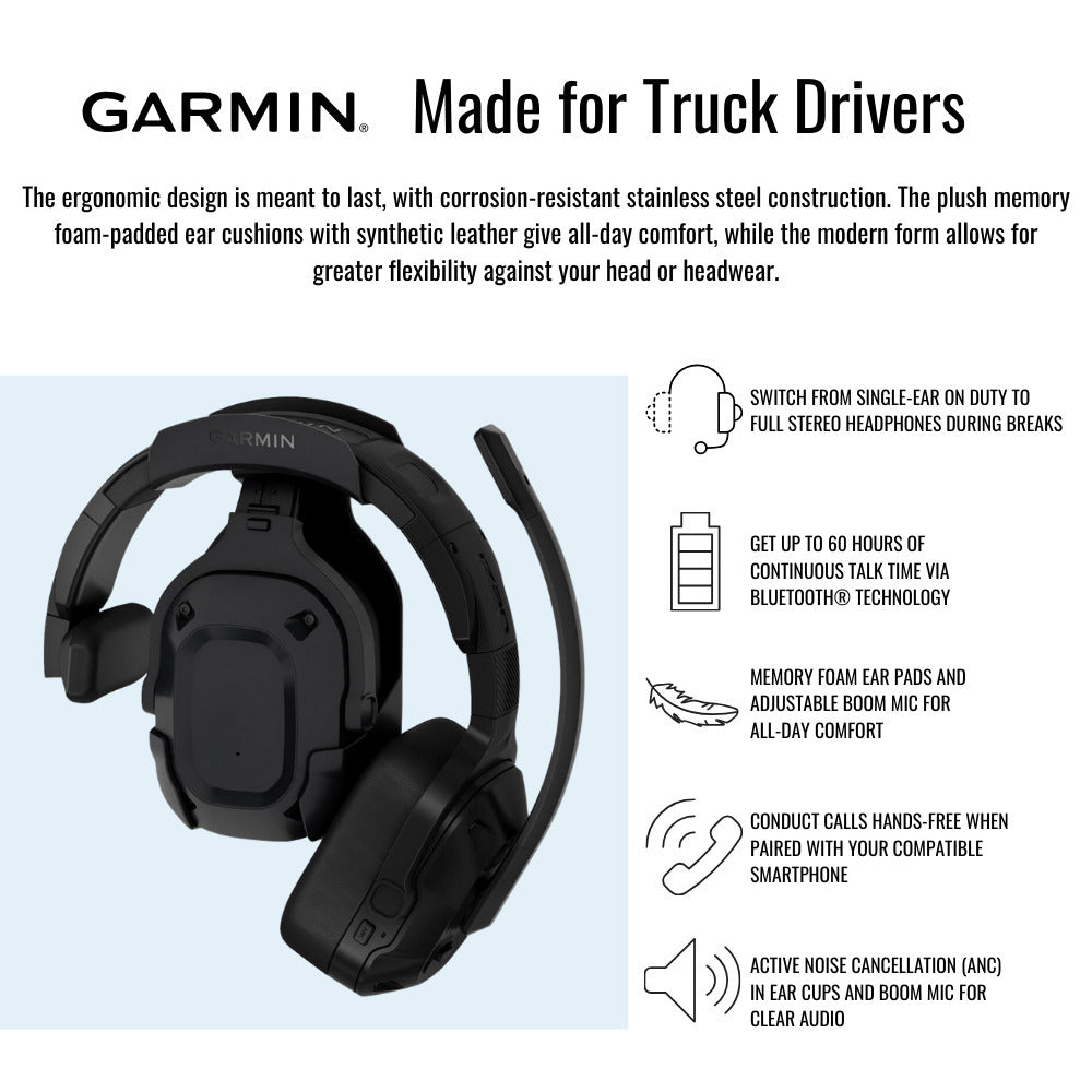 Garmin dezl Ergonomic Headset 210 for Truckers with LED Flashlight (Black, 2-In-1 Edition) Bundle