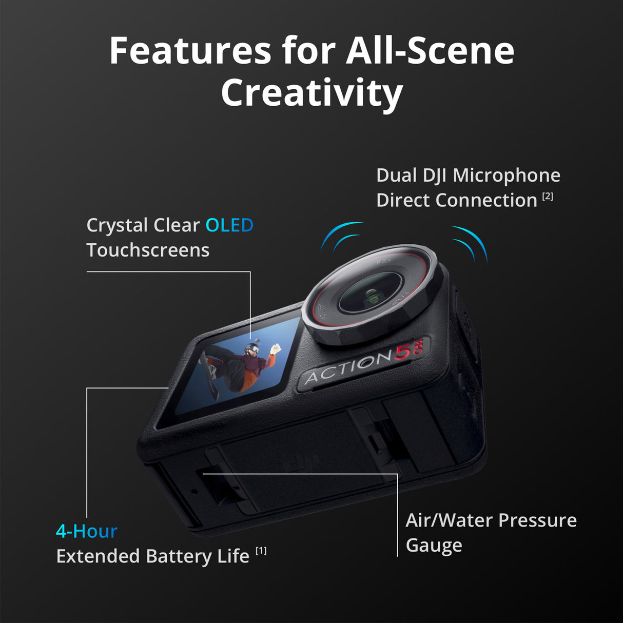 DJI Osmo Action 5 Pro Standard Combo with 50-In-1 Accessory Kit, 128GB SD Card, and Case Bundle