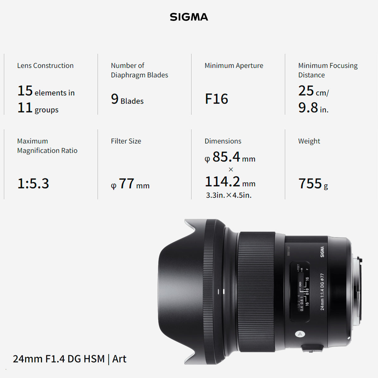 Sigma 24mm F1.4 DG HSM Art Lens with USB Dock, Camera Bag, 64GB Memory Card, and 77mm Filter Bundle