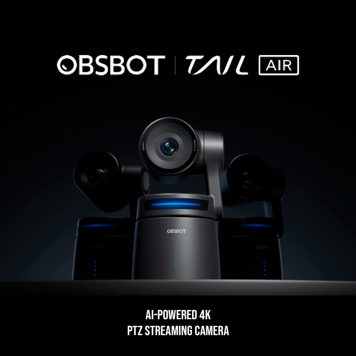 OBSBOT Tail Air AI-Powered 4K PTZ Streaming Camera (Black) with Smart Remote Controller Bundle