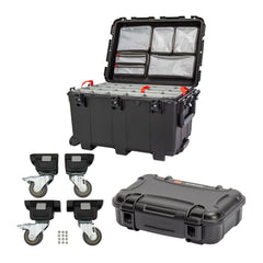 Nanuk 975 Pro Photo Kit with Pull Handle (Black) with Wheel Caster Kit and 225 Hard Case Bundle