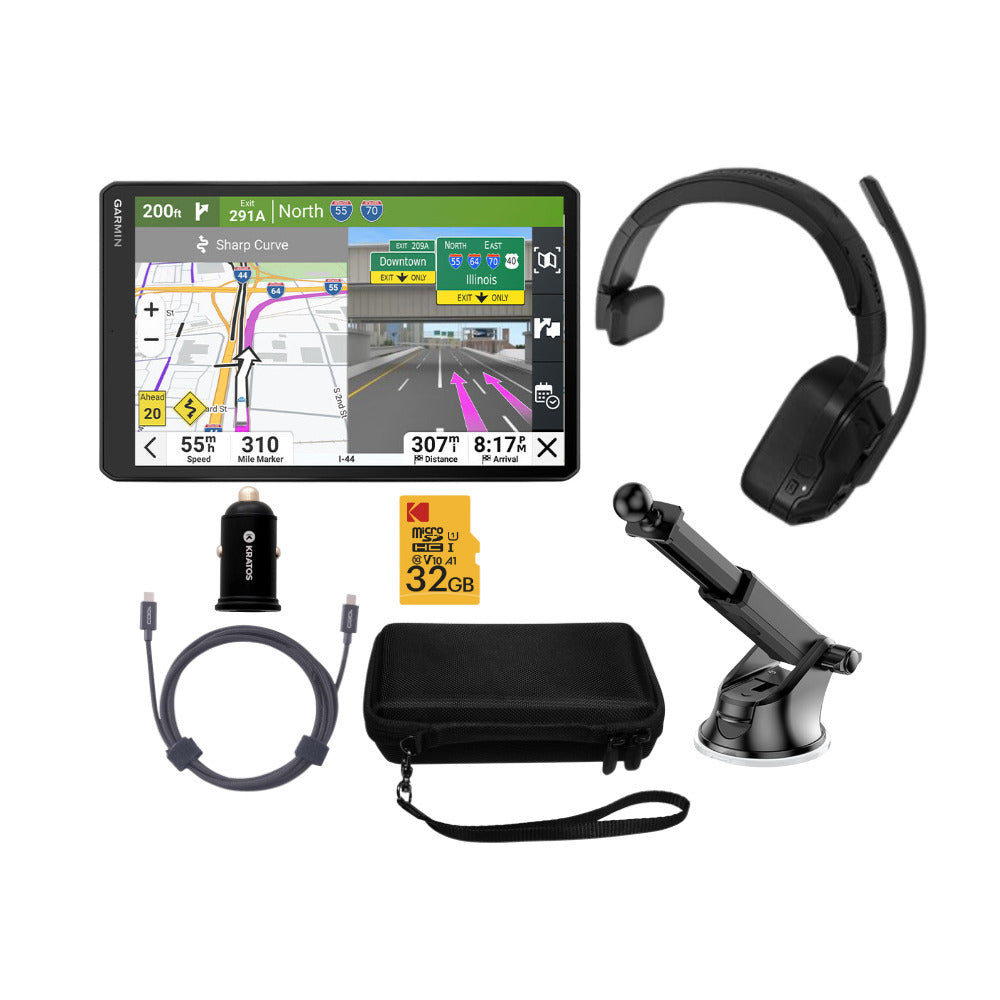 Garmin dezl OTR720 GPS Truck Navigator with 7-Inch 1024p Touchscreen Display (Black) Bundle