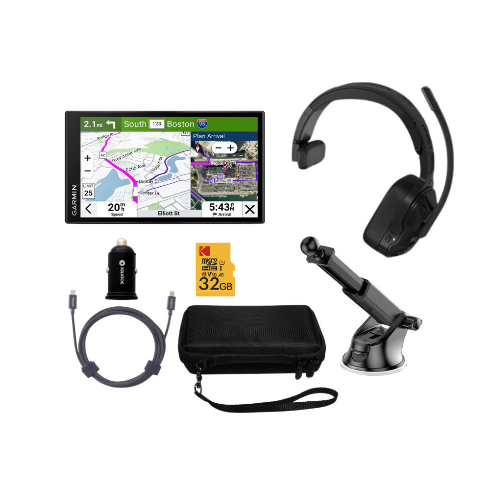 Garmin dezl OTR620 GPS Truck Navigator with 6-Inch 1280p Touchscreen (Black) with Headset Bundle