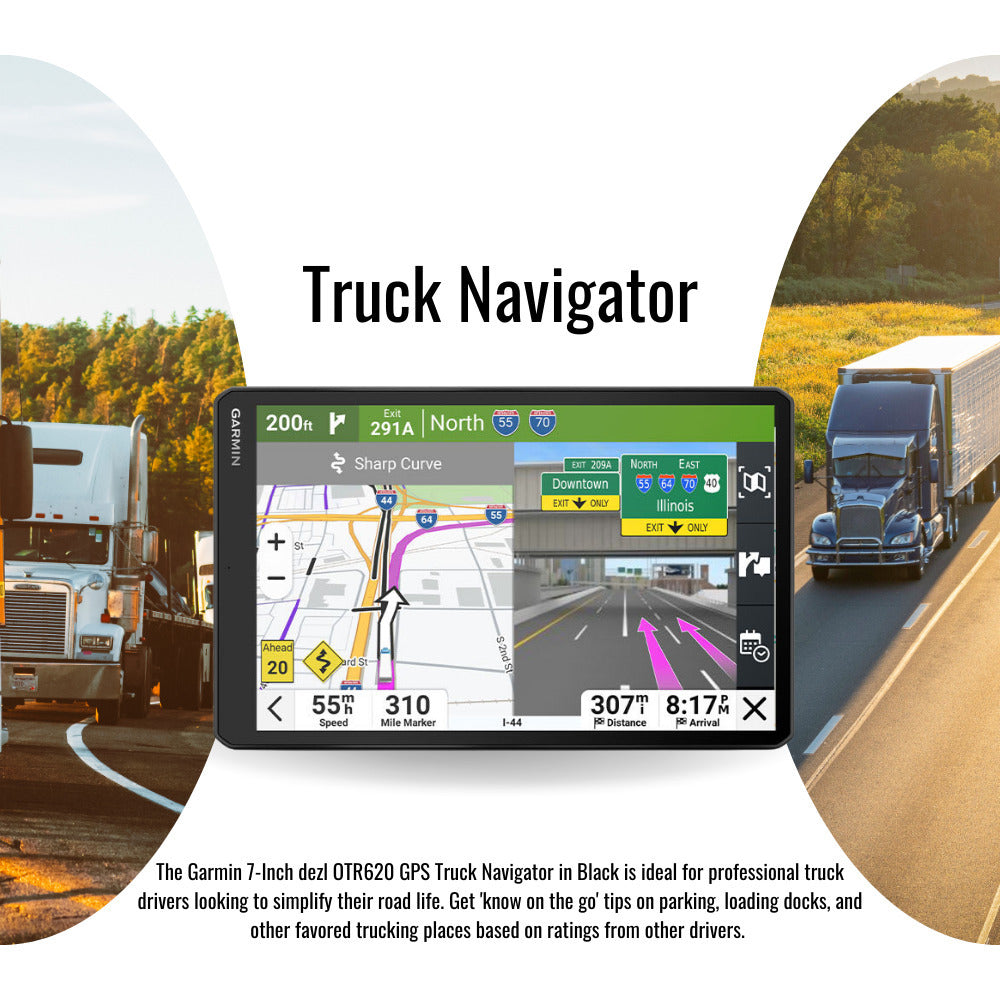 Garmin dezl OTR720 GPS Truck Navigator with 7-Inch 1024p Touchscreen Display (Black) Bundle