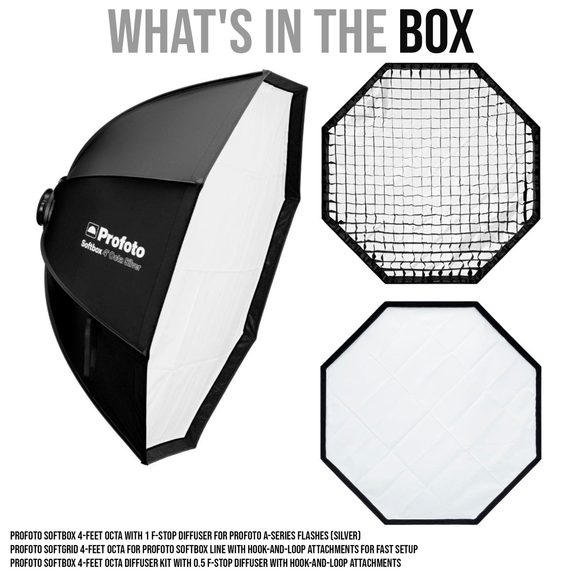 Profoto Softbox 4-Feet Octa with 1 F-Stop Diffuser (Silver) with Profoto Softgrid 4-Feet Octa Bundle