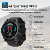 Garmin Fenix E 47mm AMOLED GPS Smartwatch (Slate Steel and Black) with Portable Charger Stand Bundle