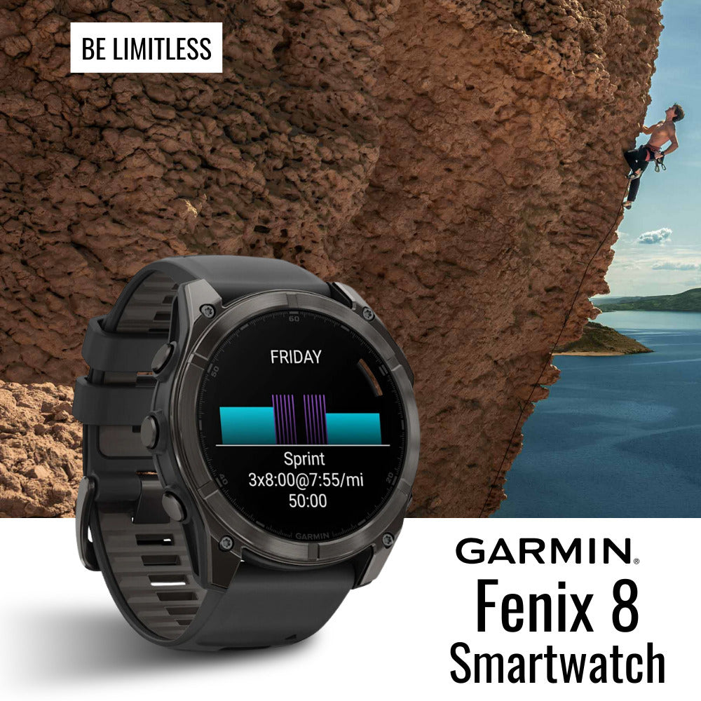 Garmin Fenix 8 AMOLED Sapphire 51mm GPS Smartwatch (Black and Pebble Gray) with Charger Stand Bundle