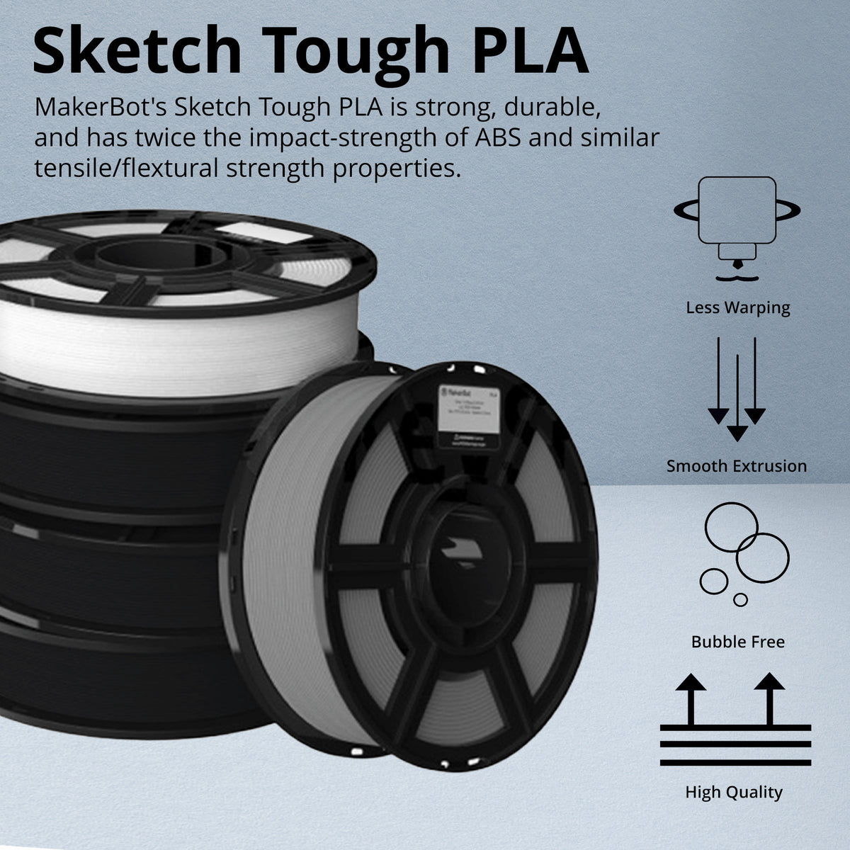 MakerBot 375-0056A Sketch Tough PLA Filament for Sketch 3D Printers (White, 2.2Lb)