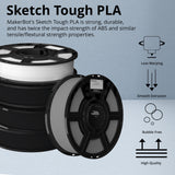 MakerBot 375-0056A Sketch Tough PLA Filament for Sketch 3D Printers (White, 2.2Lb)