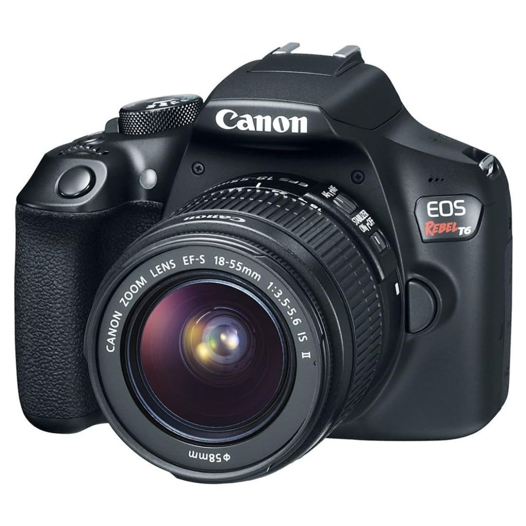 Canon EOS Rebel T6 DSLR Camera with EF-S 18-55mm f/3.5-5.6 IS II Lens (Black) (Certified Refurbished)