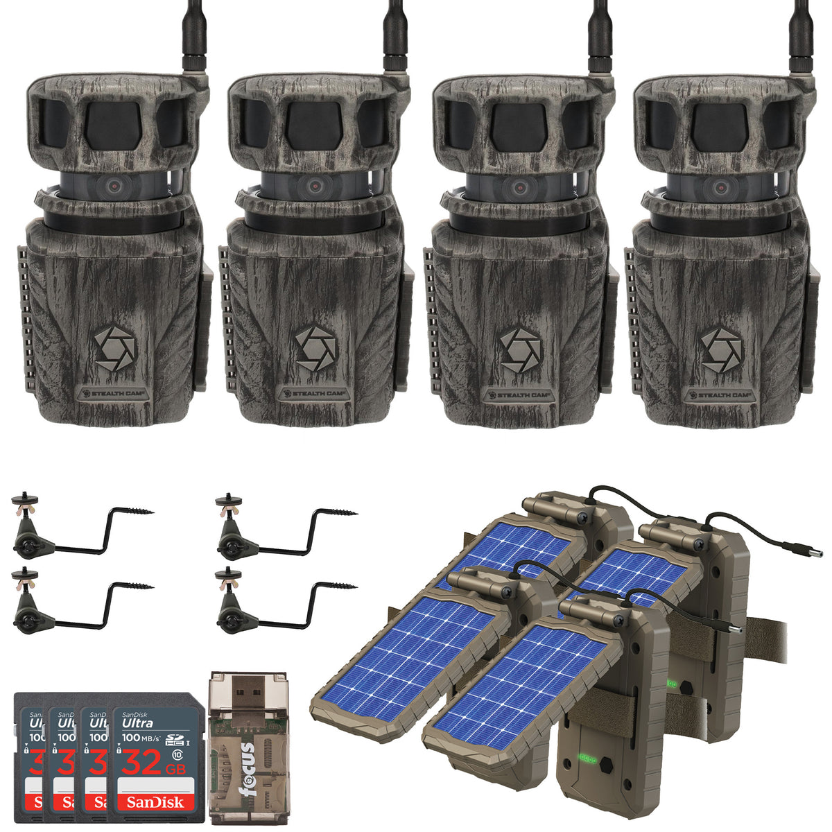 Stealth Cam Revolver 36MP 360-Degree Cellular Trail Camera with Threaded Mount (4-Pack) Bundle