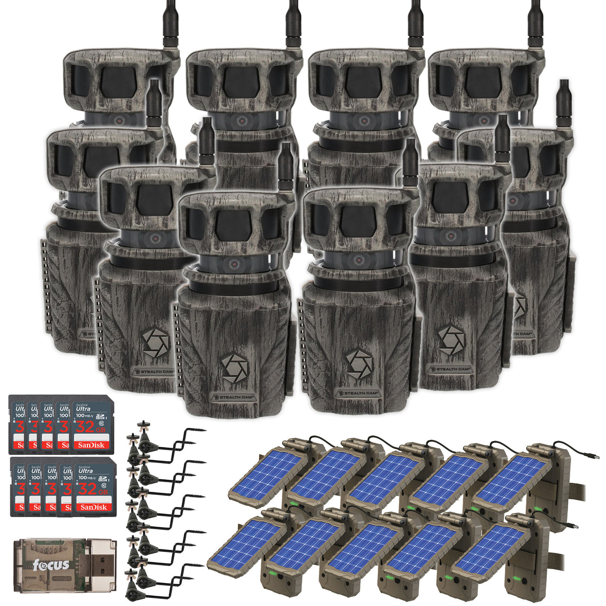 Stealth Cam Revolver 36MP 360-Degree Cellular Trail Camera with Threaded Mount (10-Pack) Bundle