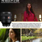 Sony FE 50mm F1.2 GM Full-Frame Large-Aperture G Master Lens with 24mm Lens and Battery Bundle