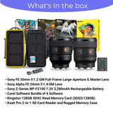 Sony FE 50mm F1.2 GM Full-Frame Large-Aperture G Master Lens with 24mm Lens and Battery Bundle