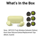 Sony WF-C510 Lightweight Truly Wireless Earbuds (Yellow) with Earbud Replacement Tips Bundle