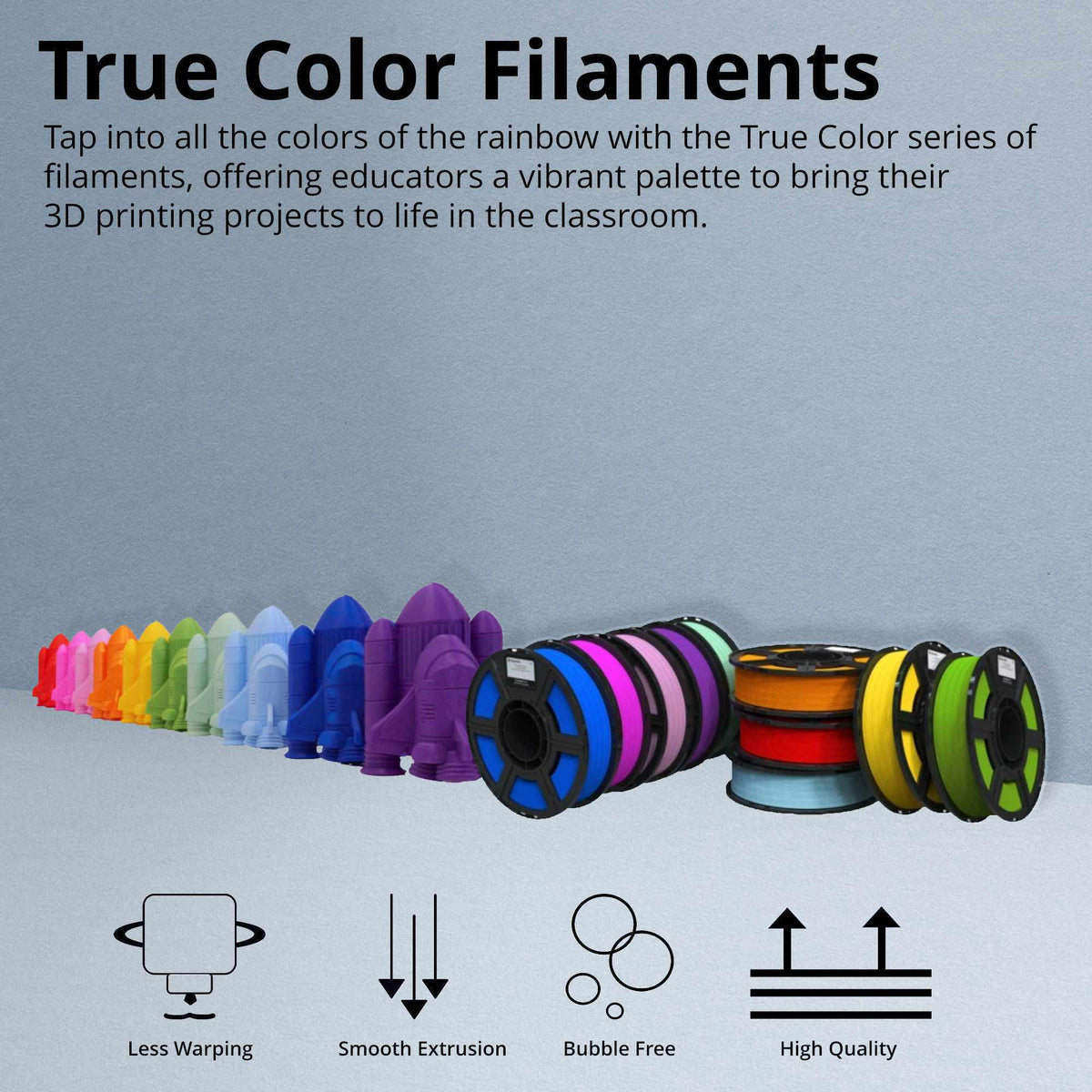 MakerBot 900-0148A Sketch PLA 1.75mm Rainbow Filament for 3D Printing Enthusiasts (10-Pack)