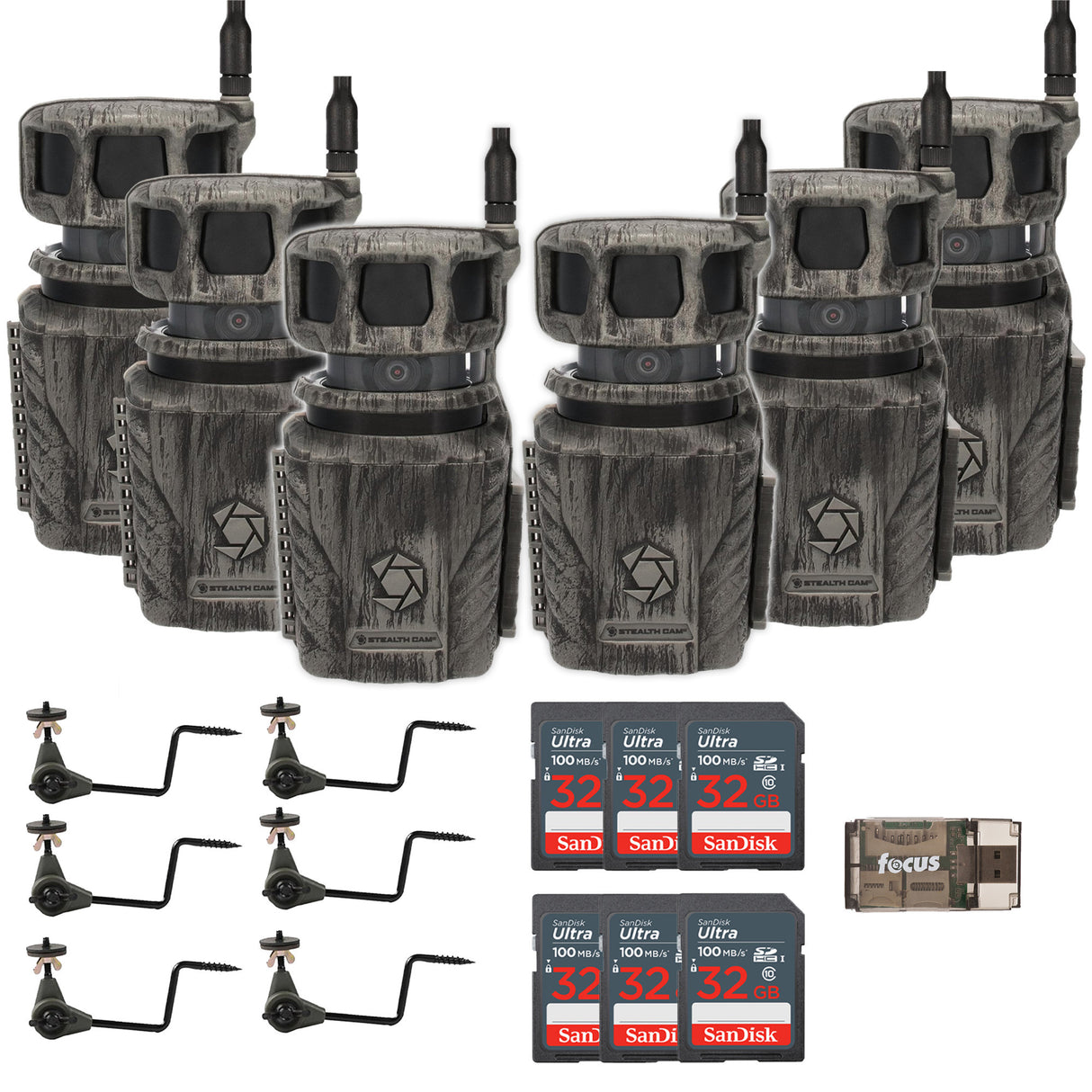 Stealth Cam Revolver 36MP 360-Degree Cellular Trail Camera with Threaded Mount (6-Pack) Bundle