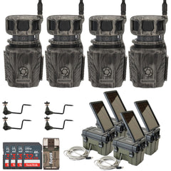 Stealth Cam Revolver 36MP 360-Degree Cellular Trail Camera with Threaded Mount (4-Pack) Bundle