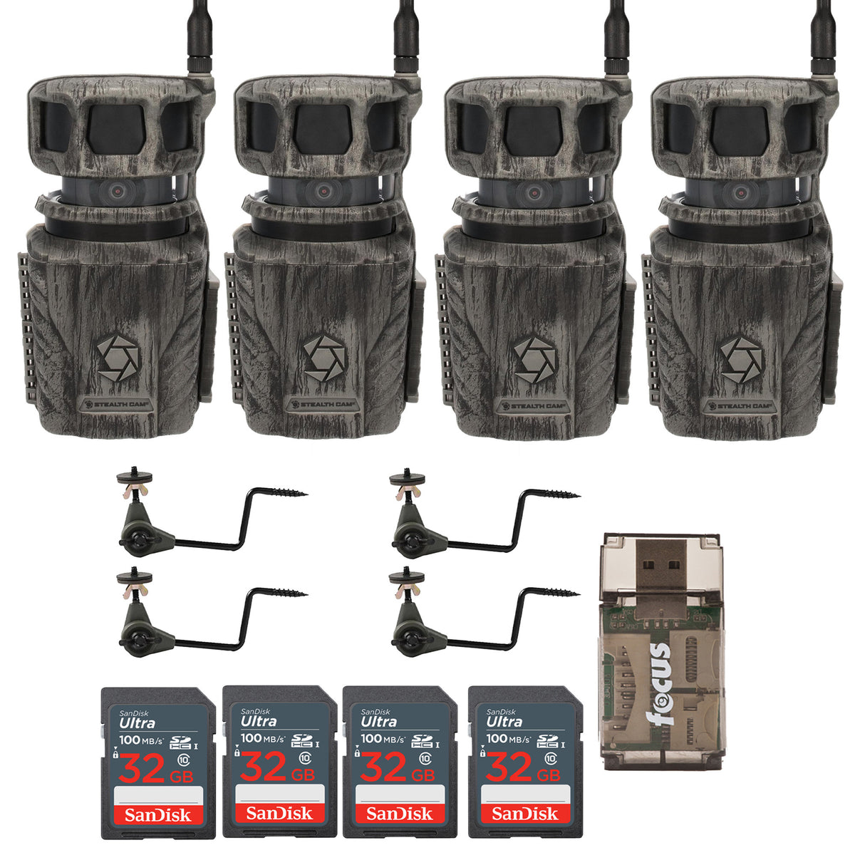 Stealth Cam Revolver 36MP 360-Degree Cellular Trail Camera with Threaded Mount (4-Pack) Bundle