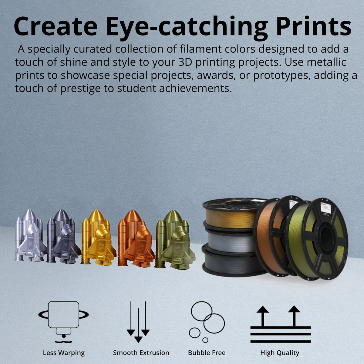 MakerBot 900-0149A Sketch 5 PLA 1.75mm Metallic Filament for 3D Printing Projects (5-Pack)